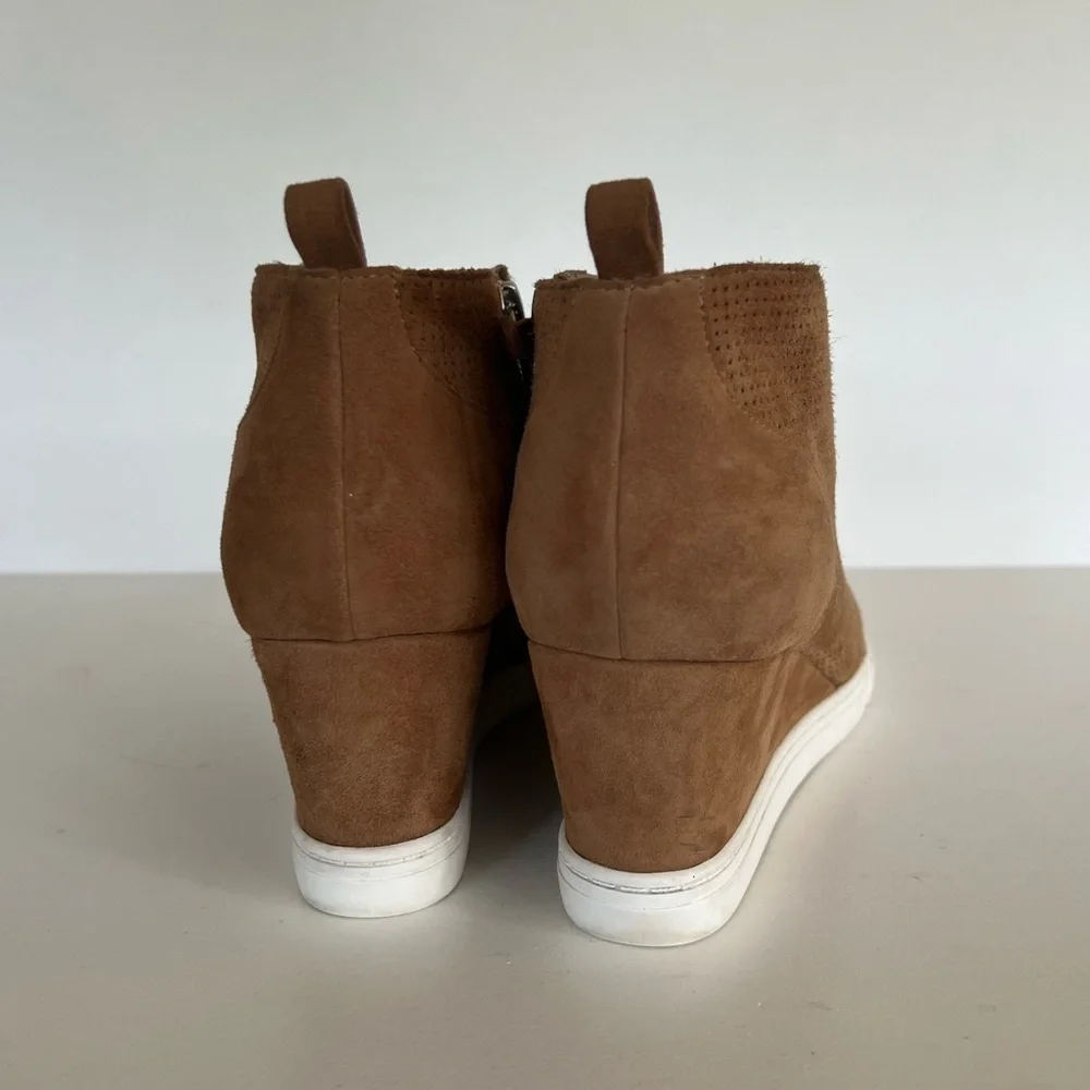 Linea Paolo Felicia Suede Original Platform Wedge Sneaker Bootie, Brown, 8.5